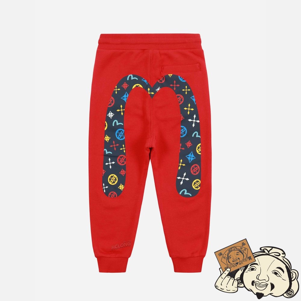 Kids Evisu BEAR AND LOGO DAICOCK PRINT SWEATPANTS Rouge | 049CADPLW