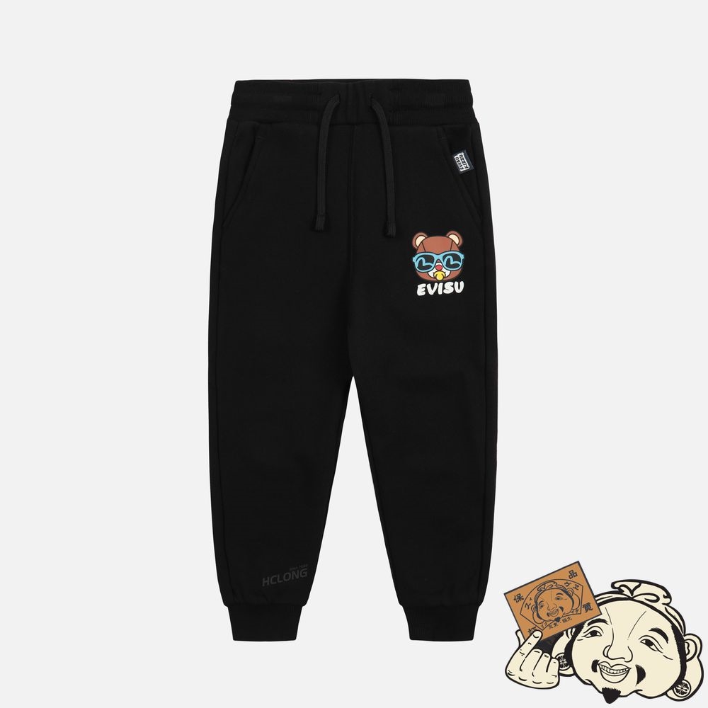 Kids Evisu BEAR AND LOGO DAICOCK PRINT SWEATPANTS Noir | 751CKHUYL