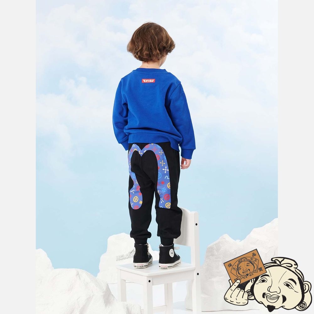 Kids Evisu BEAR AND LOGO DAICOCK PRINT SWEATPANTS Noir | 751CKHUYL