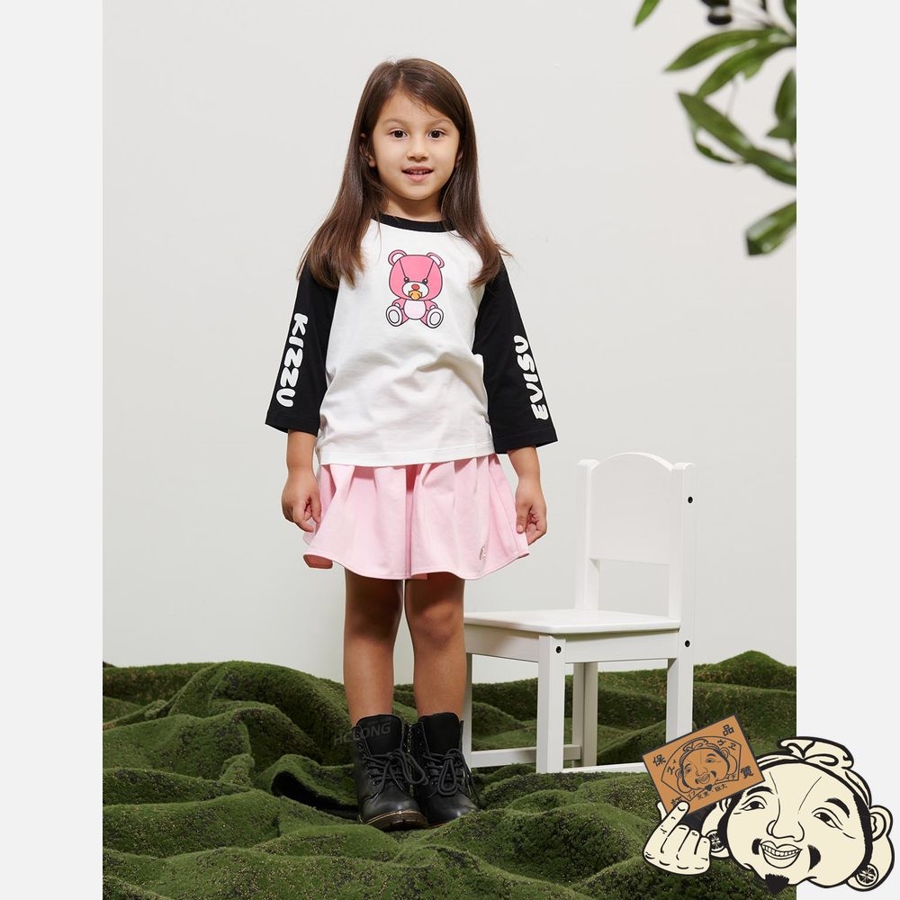 Kids Evisu BEAR PRINT RAGLAN LONG-SLEEVE T-SHIRT Blanche | 437BDYJQZ