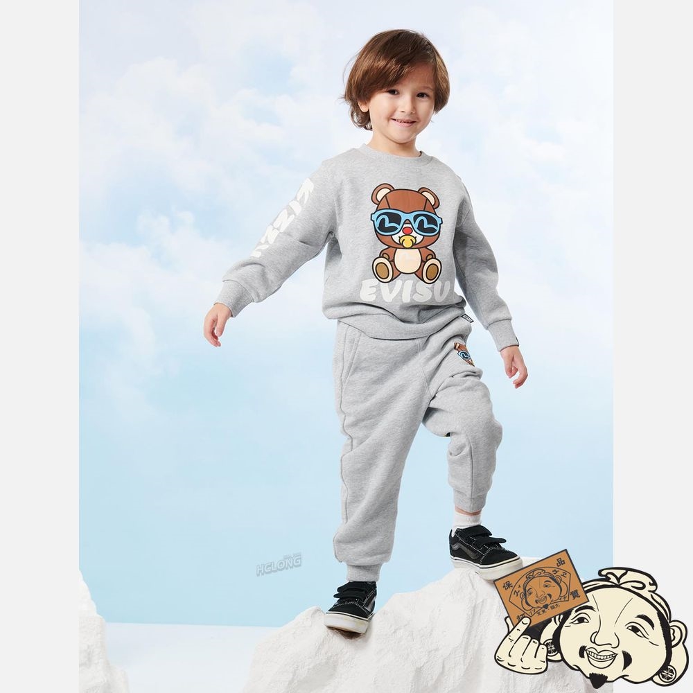 Kids Evisu BEAR PRINT SWEATSHIRT Grise | 037CKUNRP