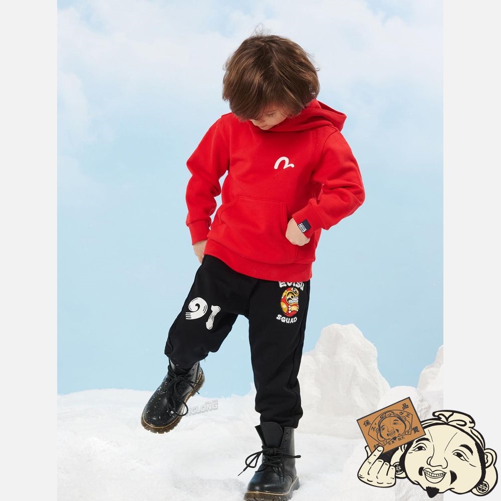 Kids Evisu DARUMA AND KAMON PRINT SWEATPANTS Noir | 104FWUJDL