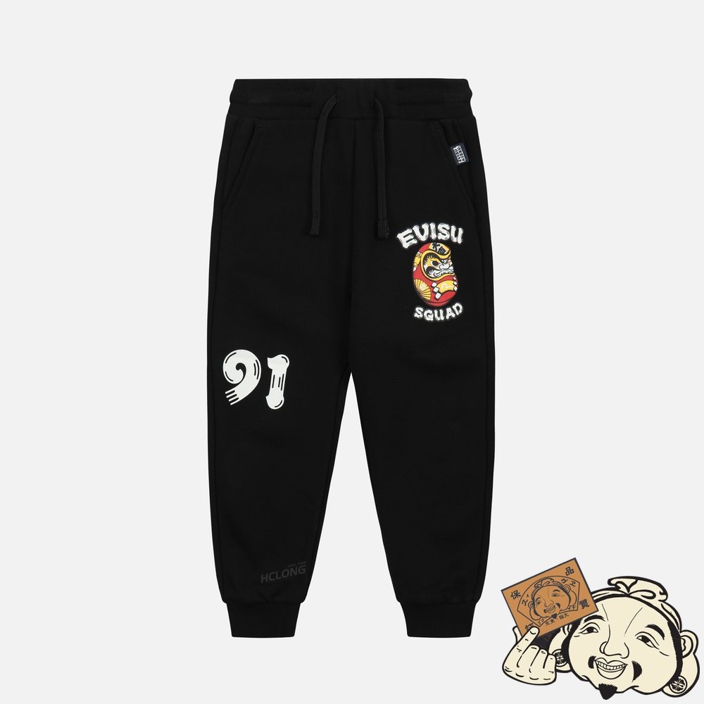 Kids Evisu DARUMA AND KAMON PRINT SWEATPANTS Noir | 104FWUJDL