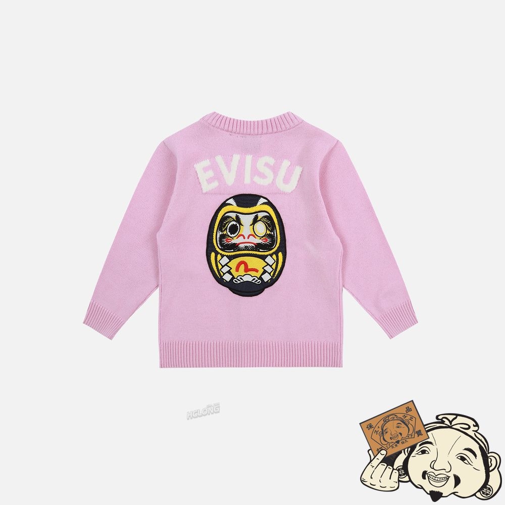 Kids Evisu DARUMA APPLIQUÉ KNITTED CARDIGAN Rose | 019BZEMKJ