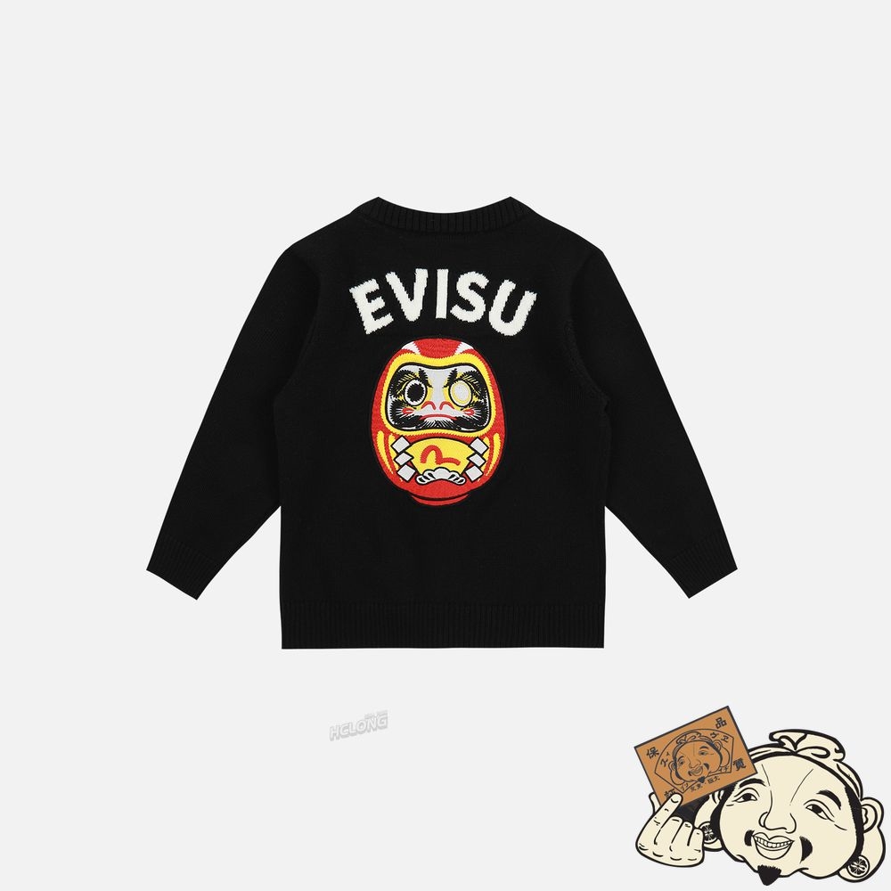 Kids Evisu DARUMA APPLIQUÉ KNITTED CARDIGAN Noir | 851ACRHWM