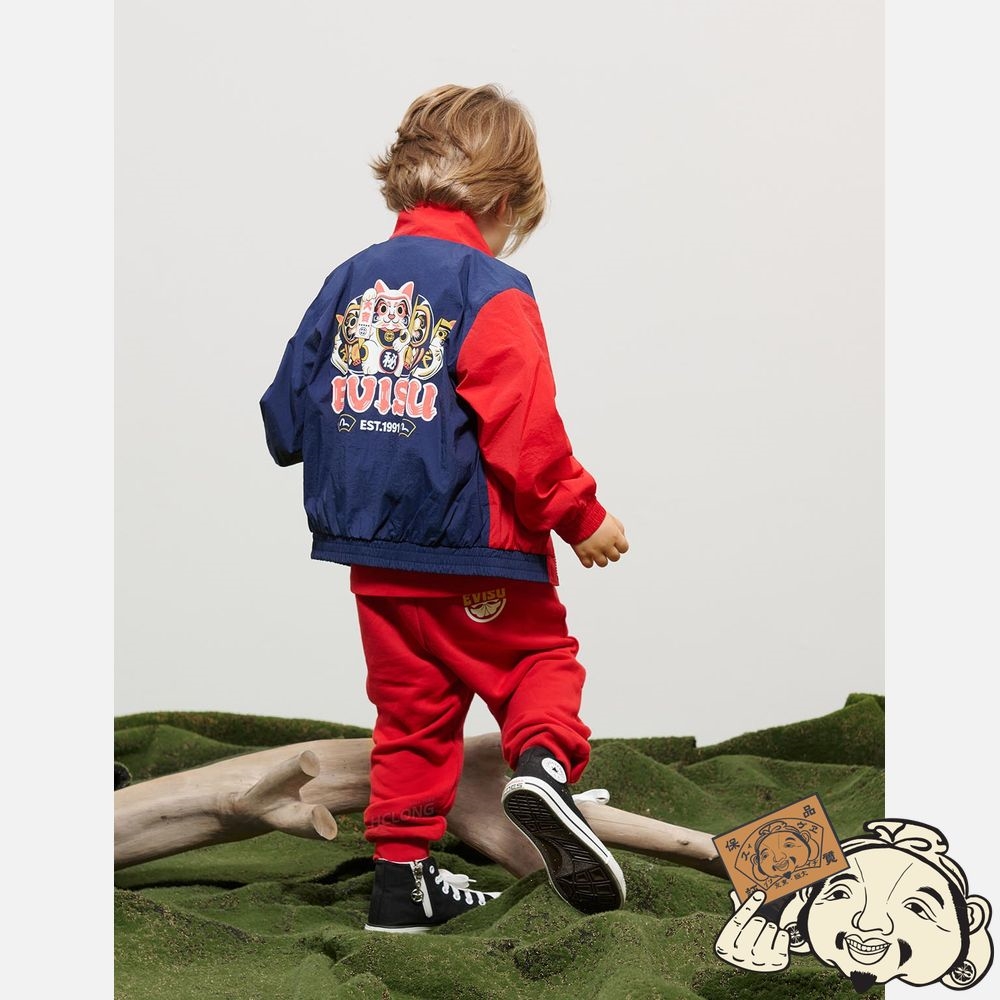 Kids Evisu DARUMA BUDDIES AND SEAGULL INSERT JACKET MULTIPLE | 724SZFYBV