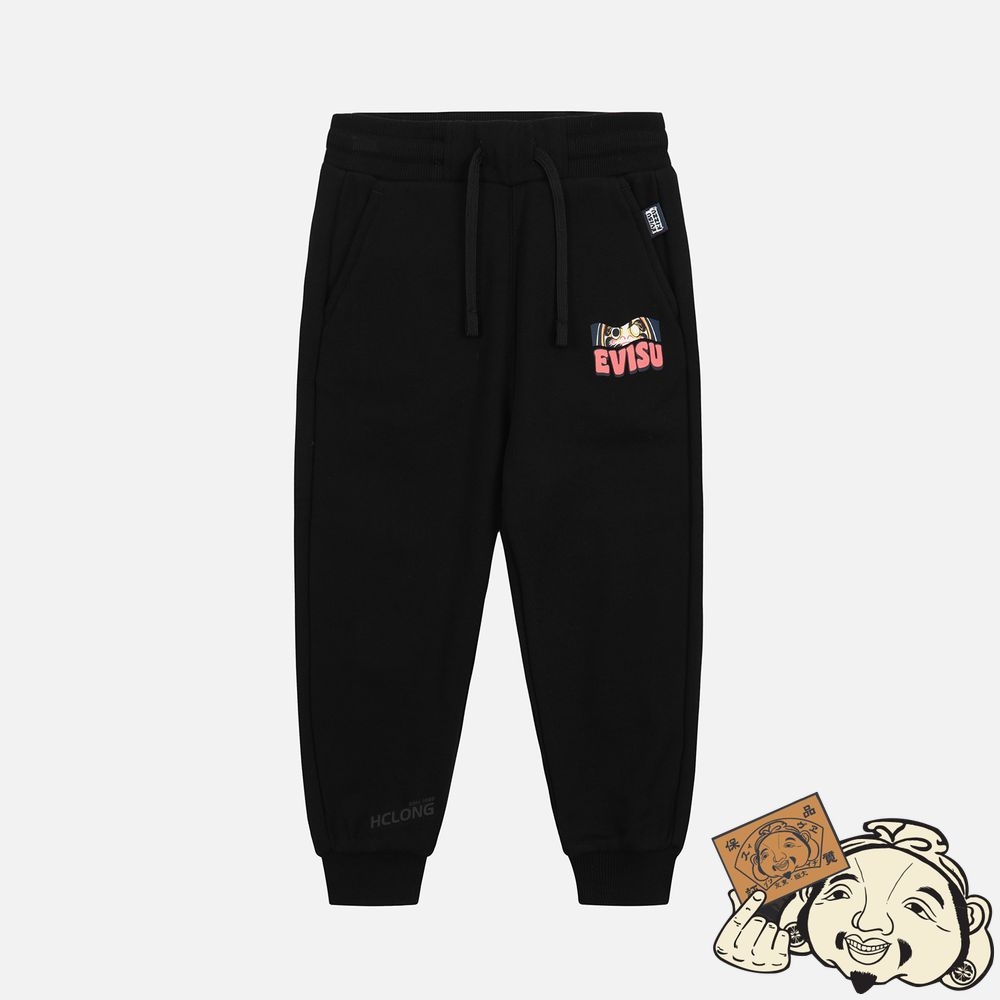 Kids Evisu DARUMA BUDDIES DAICOCK PRINT SWEATPANTS Noir | 416CLTXJD