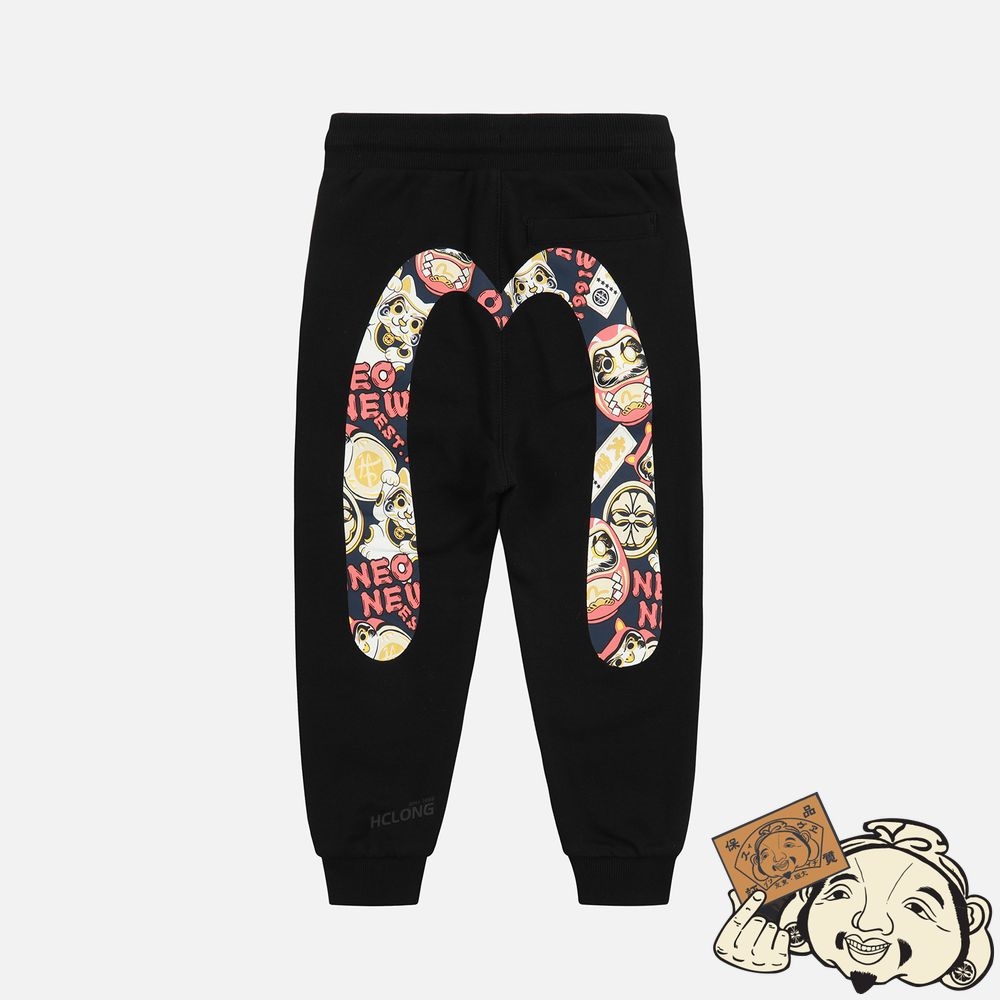 Kids Evisu DARUMA BUDDIES DAICOCK PRINT SWEATPANTS Noir | 416CLTXJD