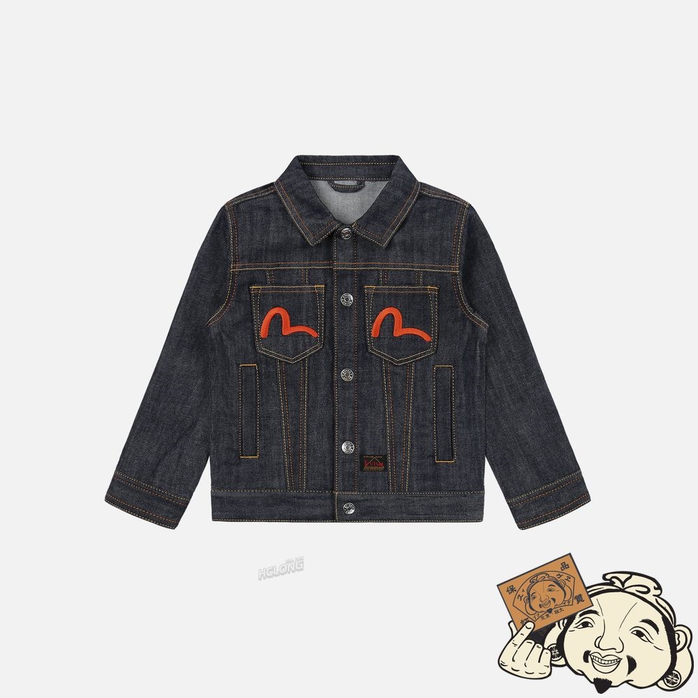 Kids Evisu DARUMA-PATTERN DAICOCK PRINT DENIM JACKET Indigo | 830JKERIC