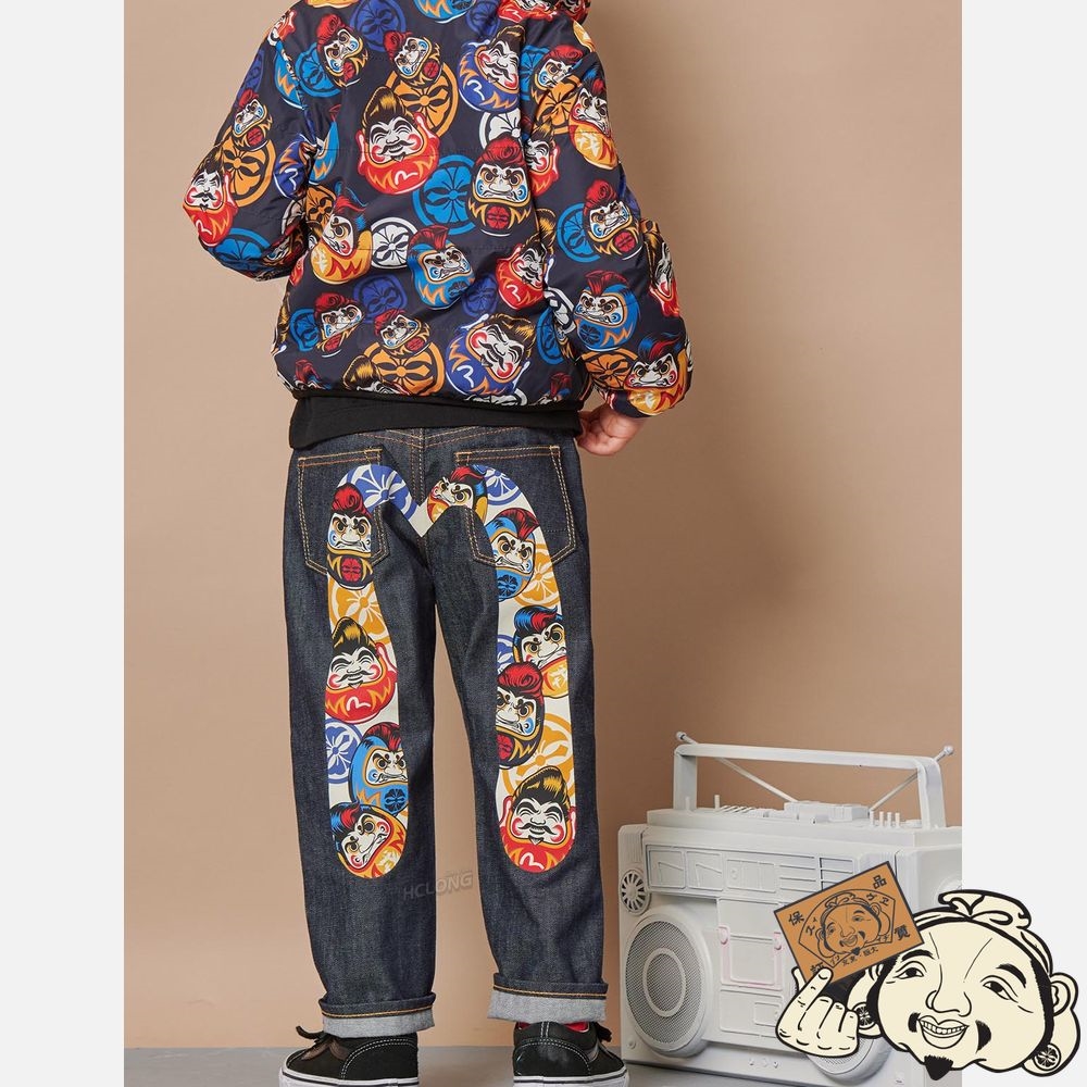 Kids Evisu DARUMA-PATTERN DAICOCK REGULAR FIT DENIM JEANS Indigo | 567KFZBRV