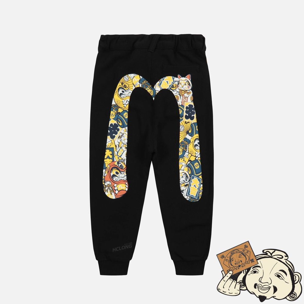 Kids Evisu Daruma Buddies Daicock Print Sweatpants Noir | 850UOJNES