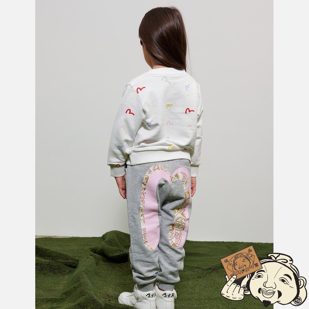 Kids Evisu EVISU SQUAD DAICOCK PRINT SWEATPANTS Grise | 452JVSOCZ