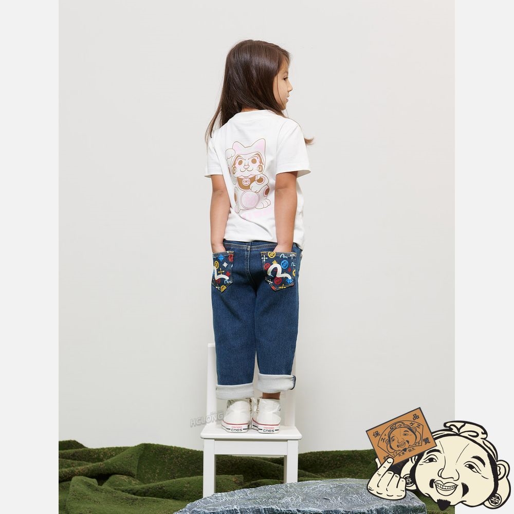 Kids Evisu FORTUNE CAT PRINT T-SHIRT Blanche | 702YJGOLN