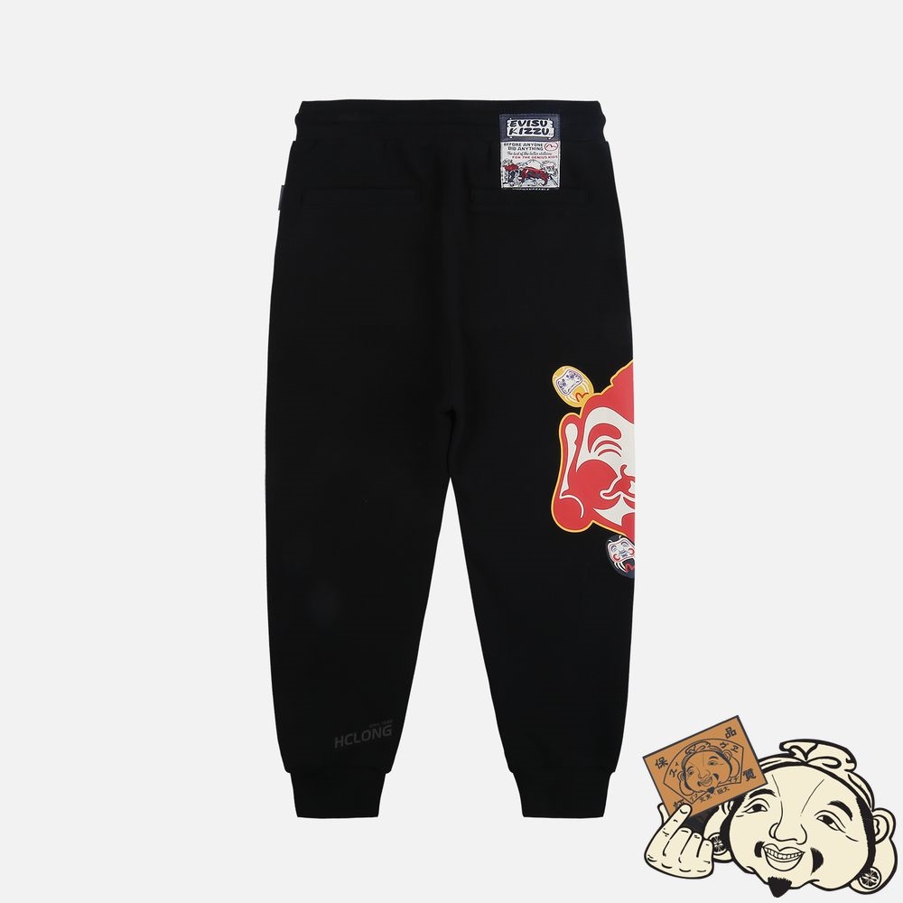 Kids Evisu GODHEAD AND DARUMA PRINT SWEATPANTS Noir | 647JHOIRG