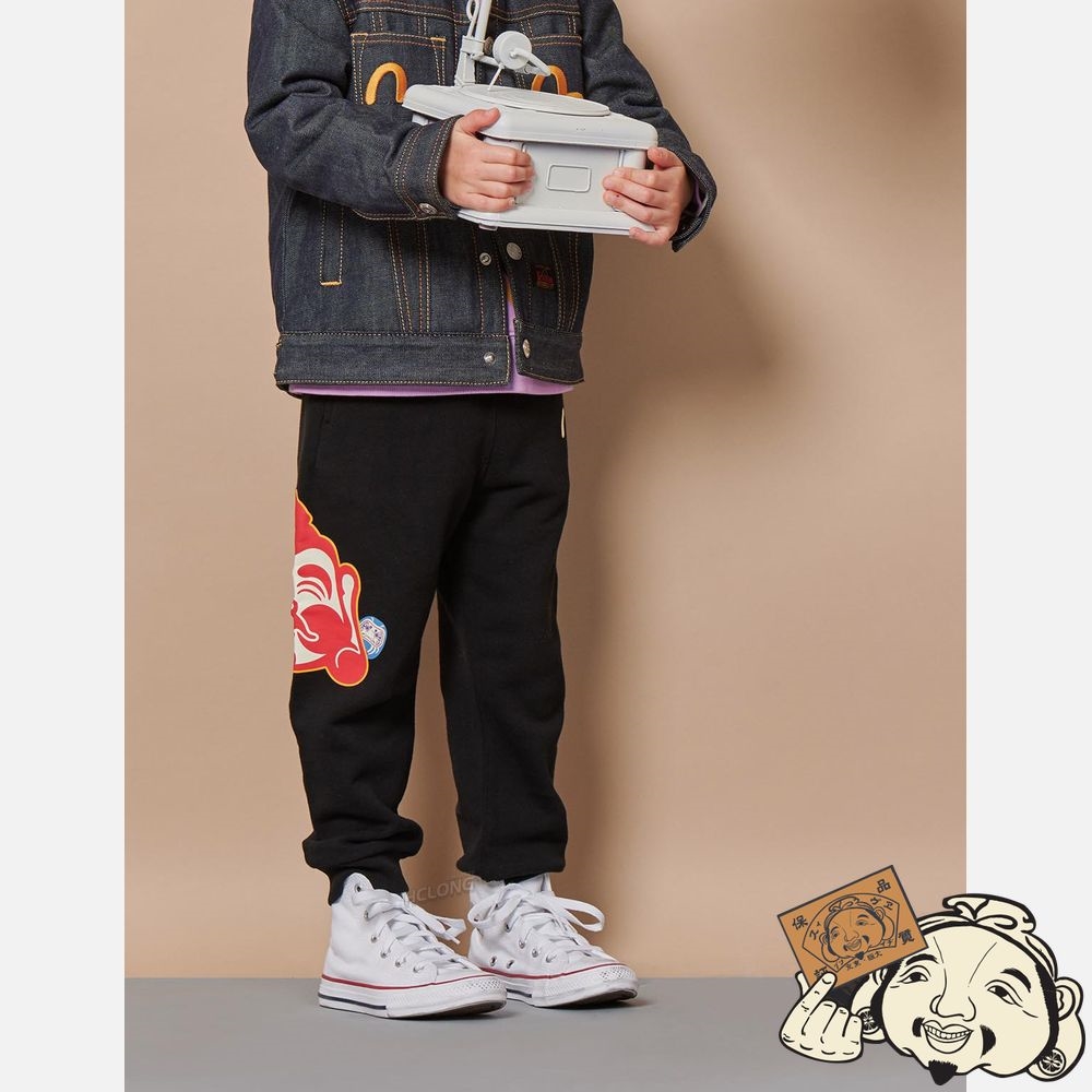 Kids Evisu GODHEAD AND DARUMA PRINT SWEATPANTS Noir | 647JHOIRG