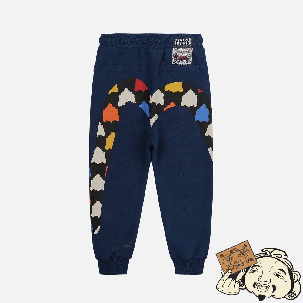 Kids Evisu GODHEAD-PATTERN DAICOCK PRINT SWEATPANTS Indigo | 645LMOACY