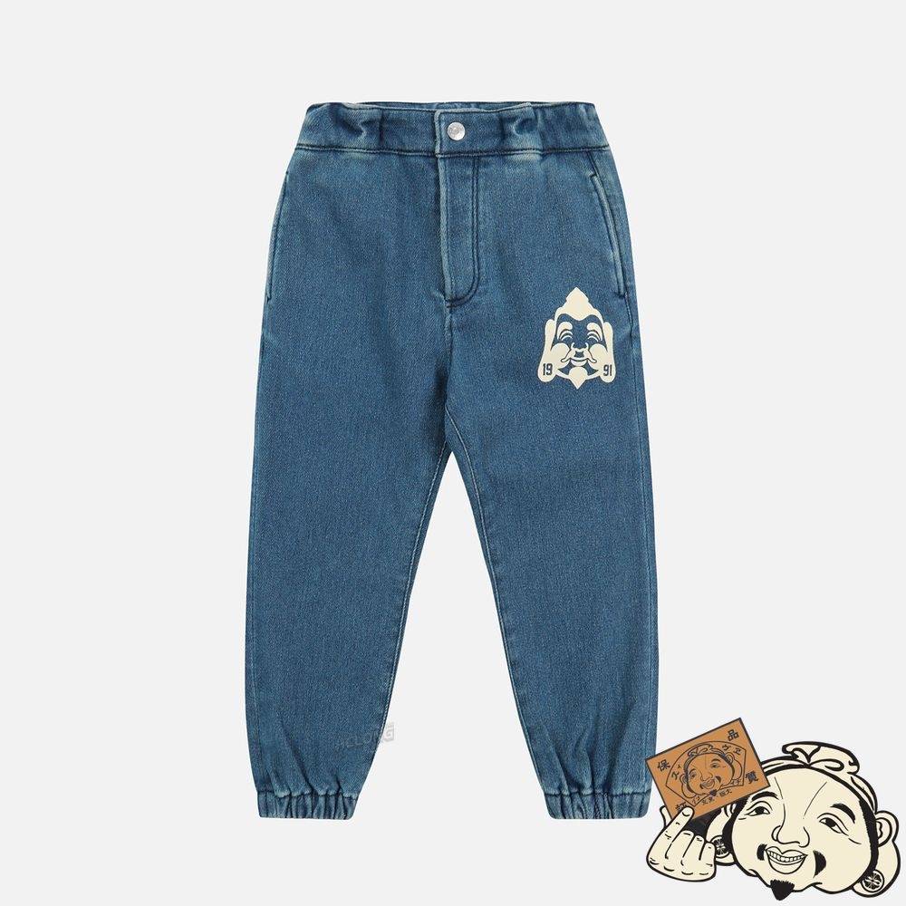 Kids Evisu GODHEAD PRINT DENIM JOGGERS Indigo | 840EPQJZO