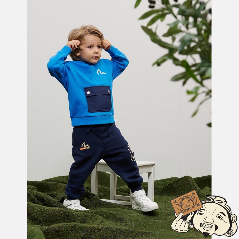 Kids Evisu GODHEAD PRINT SWEATPANTS Bleu Marine | 361EURMHT