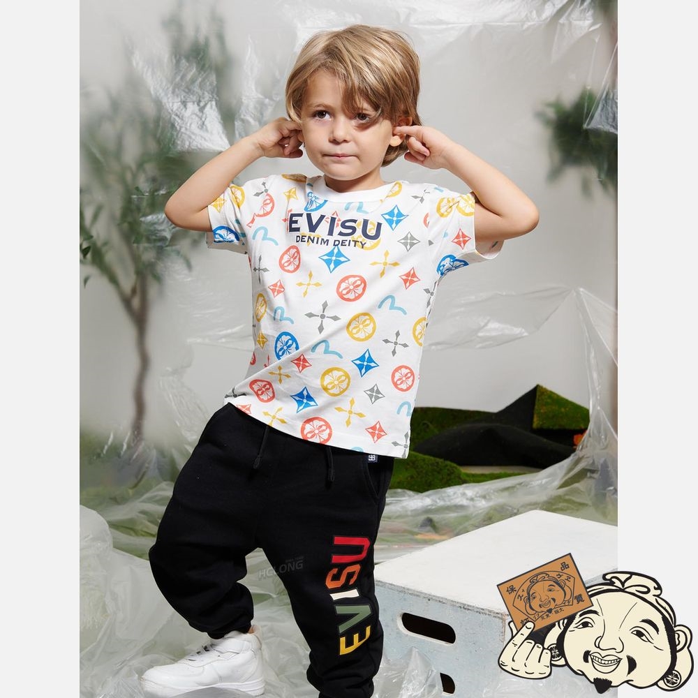 Kids Evisu LOGO AND SEAGULL PRINT SWEATPANTS Noir | 217XDZTBA