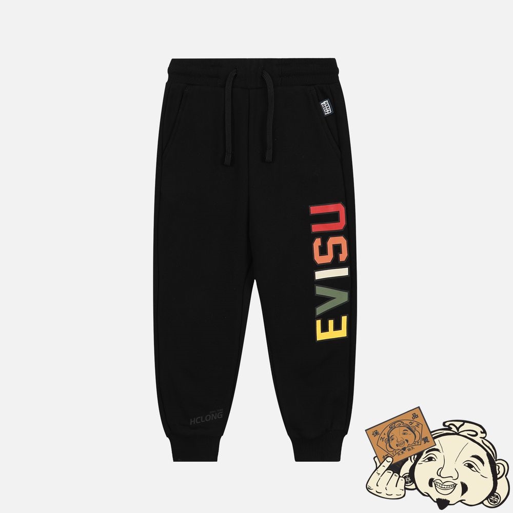 Kids Evisu LOGO AND SEAGULL PRINT SWEATPANTS Noir | 217XDZTBA