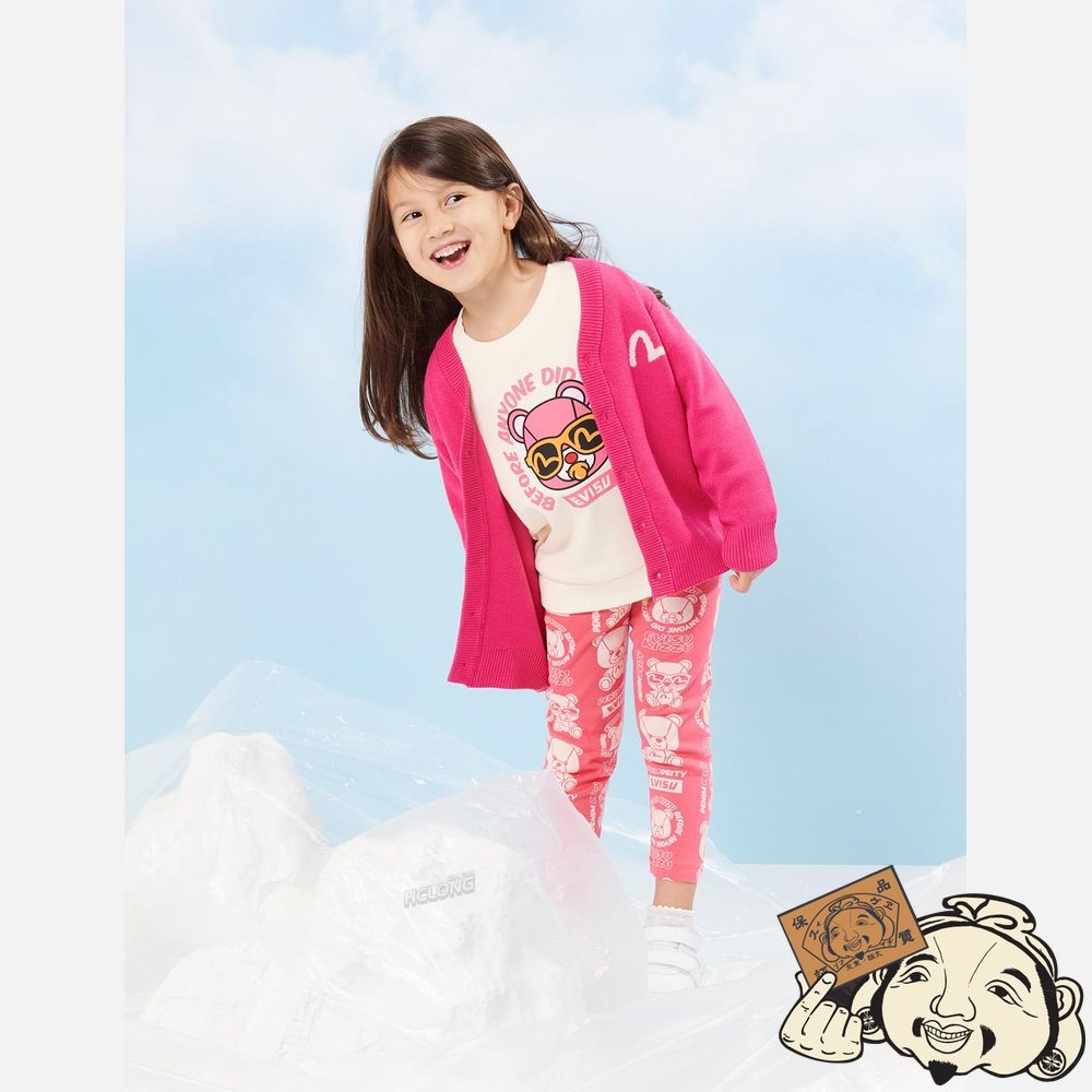 Kids Evisu SEAGULL AND BEAR PATCH CARDIGAN Rose | 964TOJDAK