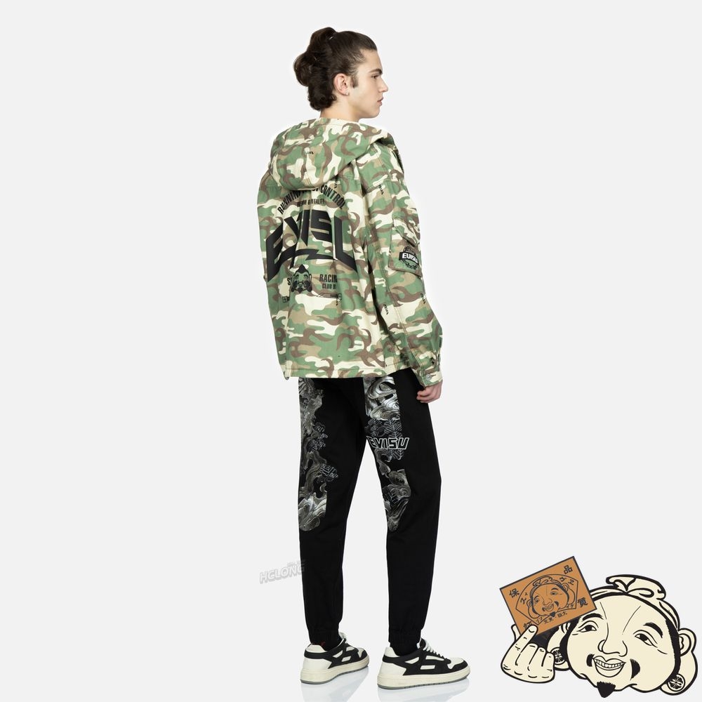 Men Evisu ALLOVER CAMOUFLAGE-PATTERN HOODED JACKET CAMOUFLAGE | 605TSXUPY