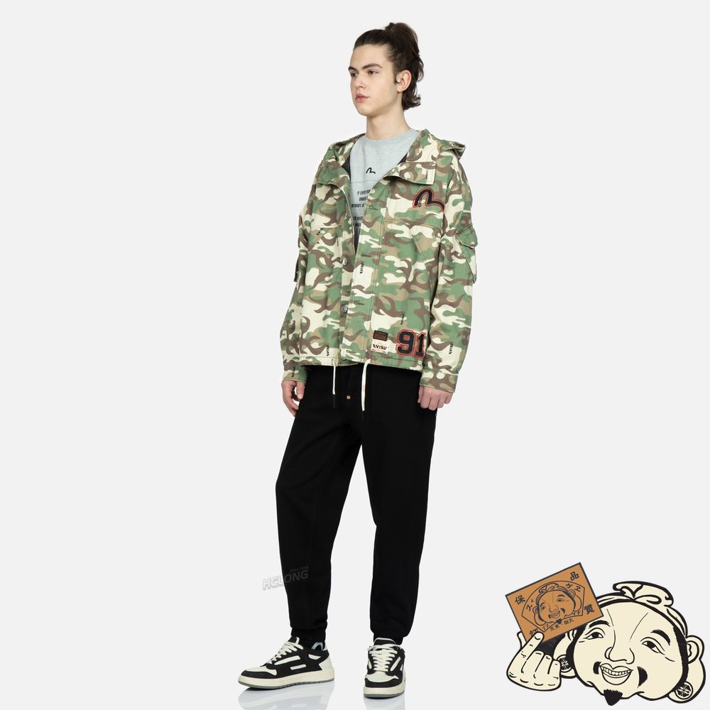 Men Evisu ALLOVER CAMOUFLAGE-PATTERN HOODED JACKET CAMOUFLAGE | 605TSXUPY