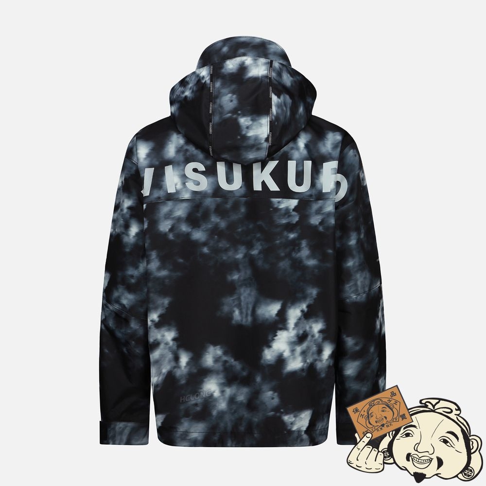 Men Evisu ALLOVER DIGITAL PRINT HOODED WINDBREAKER Noir | 846MYQLOS