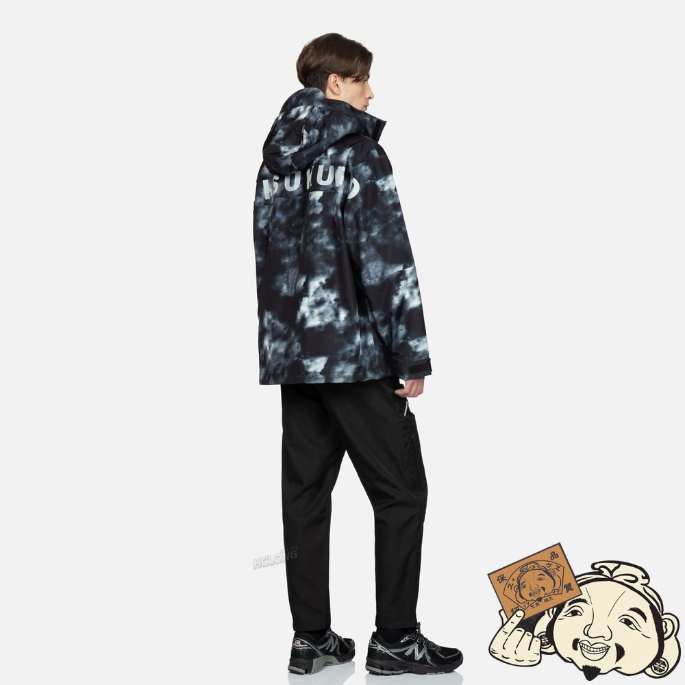 Men Evisu ALLOVER DIGITAL PRINT HOODED WINDBREAKER Noir | 846MYQLOS