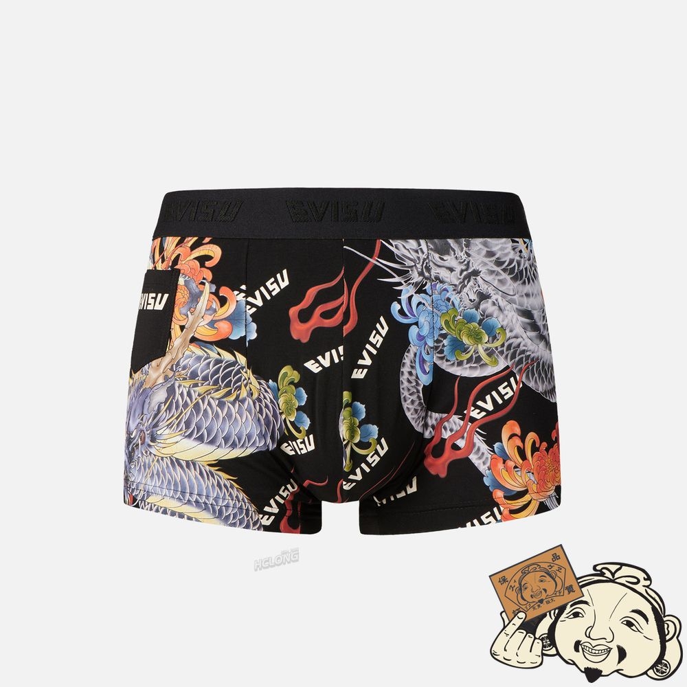 Men Evisu ALLOVER DRAGON PRINT TRUNKS Noir | 467GDPJWM