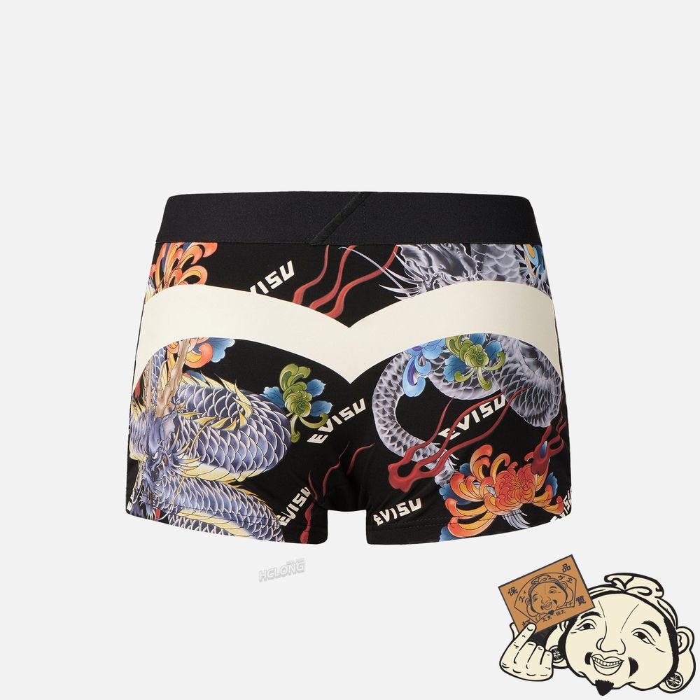 Men Evisu ALLOVER DRAGON PRINT TRUNKS Noir | 467GDPJWM