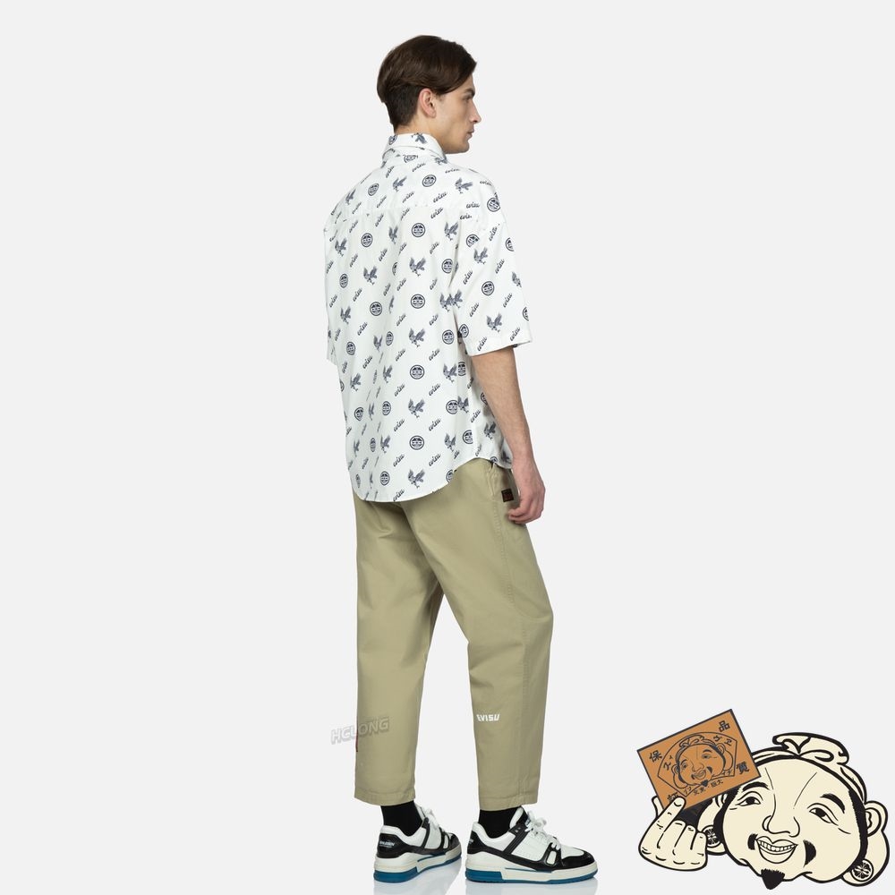 Men Evisu ALLOVER KAMON AND EAGLE PRINT SHIRT Blanche | 803MGQIHF