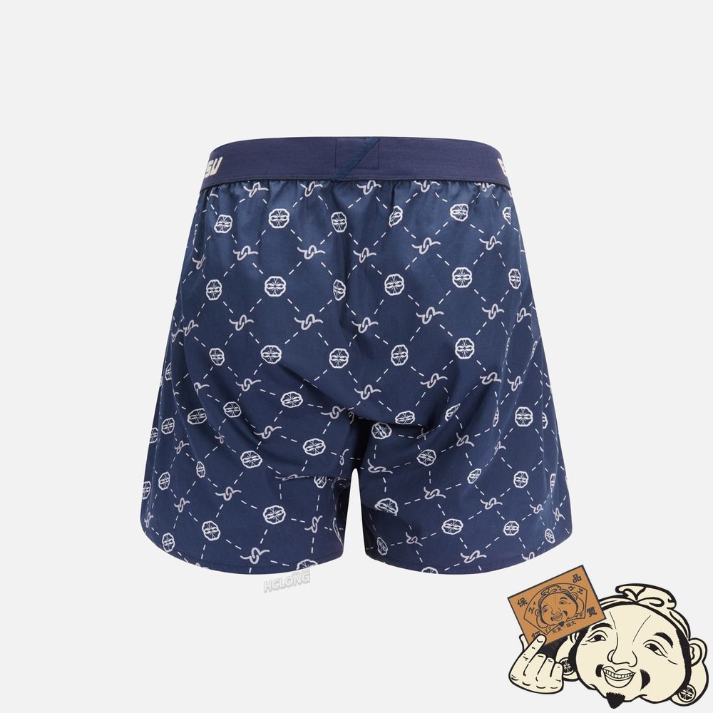 Men Evisu ALLOVER MONOGRAM PRINT BOXER SHORTS Bleu Marine | 587ZJNSTB