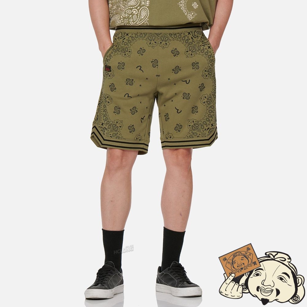 Men Evisu ALLOVER PAISLEY PRINT SWEAT SHORTS Vert | 318DMSNGW