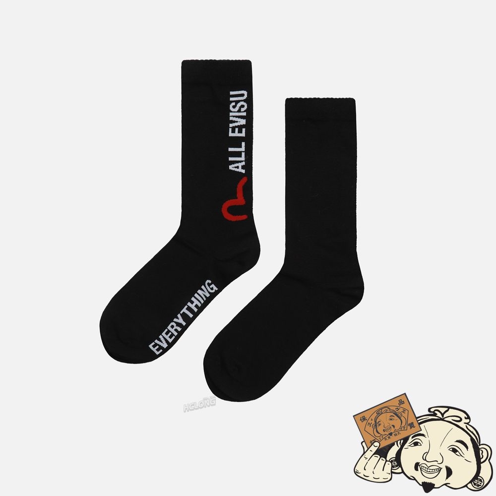 Men Evisu ALL EVISU EVERYTHING JACQUARD LONG SOCKS Noir | 580SNHBKM