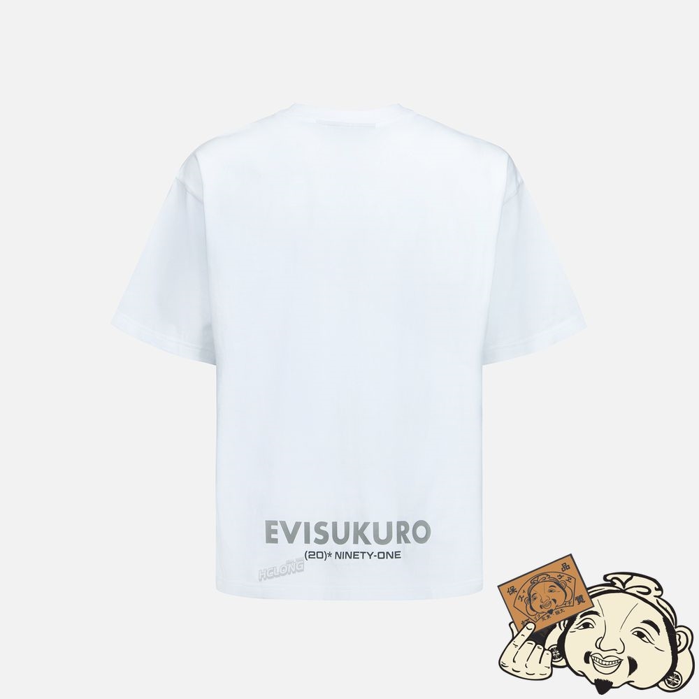 Men Evisu BOXY T-SHIRT WITH FRONT PATCHWORK Blanche | 370XHEMIN