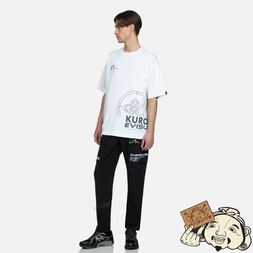 Men Evisu BOXY T-SHIRT WITH FRONT PATCHWORK Blanche | 370XHEMIN