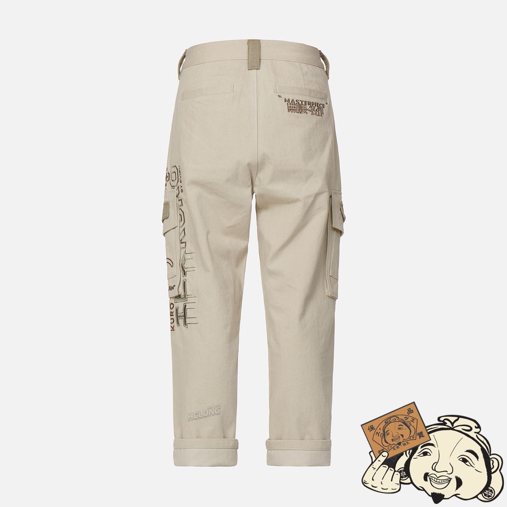 Men Evisu BRANDING EMBROIDERY STRAIGHT-FIT CARGO PANTS Blanche | 615BPTZLG