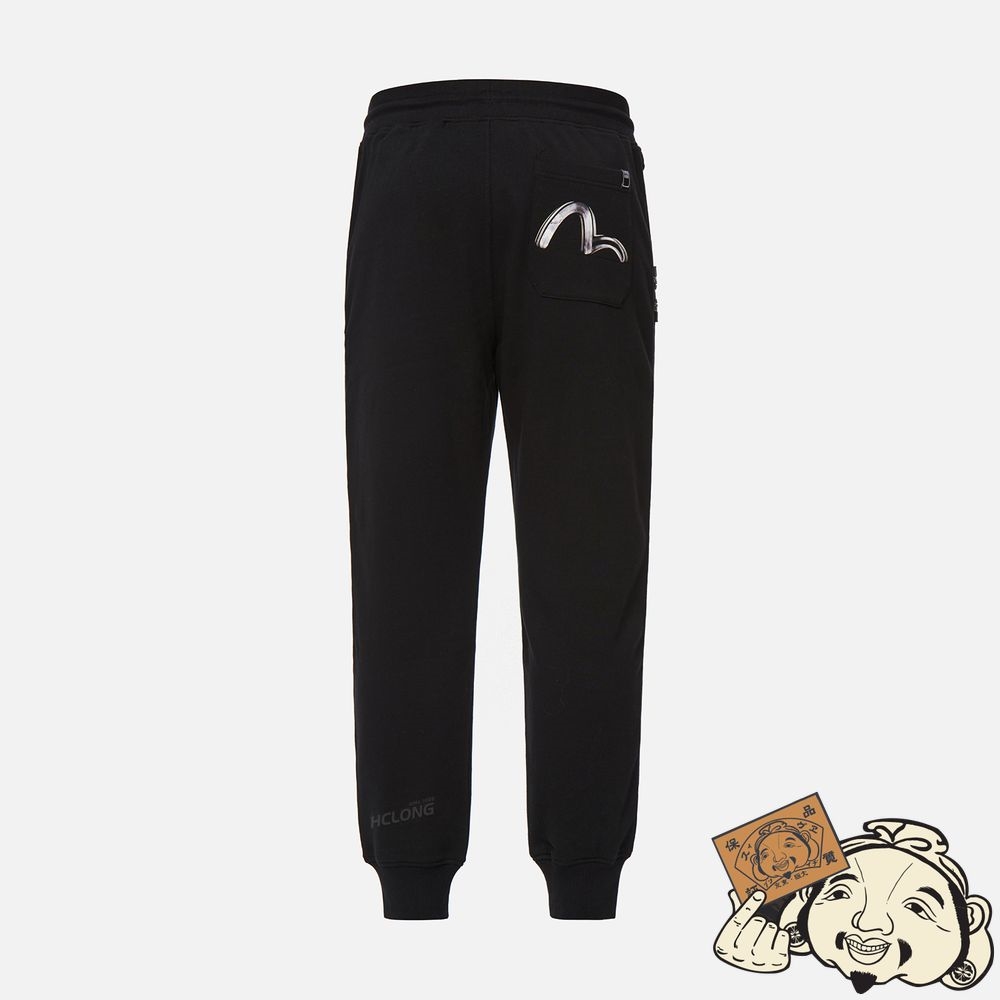 Men Evisu BRUSH EFFECT SEAGULL PRINT SWEATPANTS Noir | 203FZVTHY