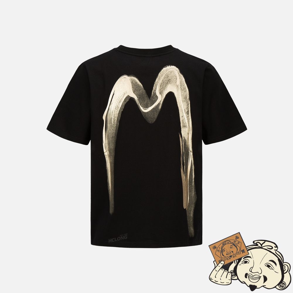 Men Evisu CALLIGRAPHY DAICOCK FOIL-PRINT T-SHIRT Noir | 380UFIKVW