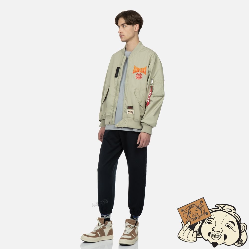 Men Evisu CAMOUFLAGE GODHEAD APPLIQUÉ MA-1 JACKET Beige | 568BNAICJ