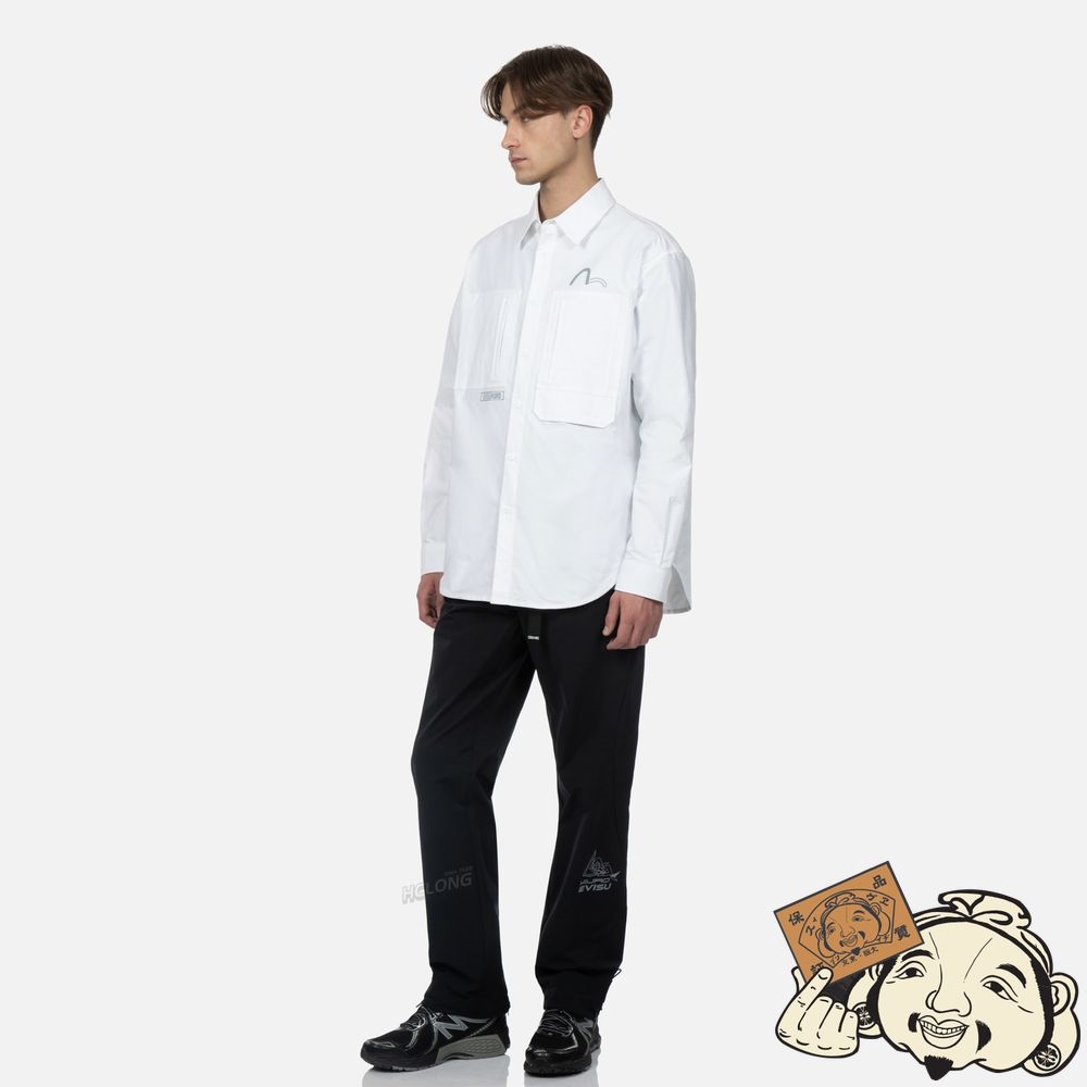 Men Evisu CARGO CHEST POCKETS SHIRT Blanche | 925KOSMVP