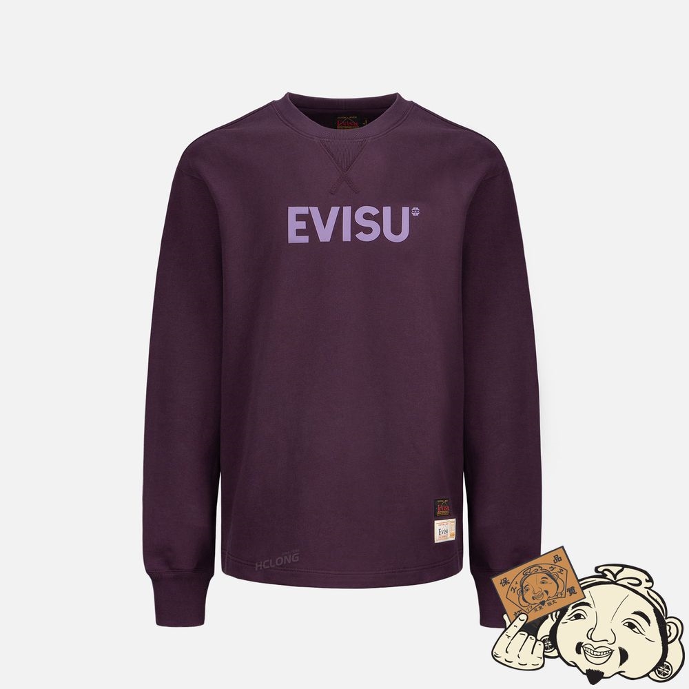 Men Evisu DAICOCK AND LOGO PRINT SWEATSHIRT Violette | 078GFSPCL