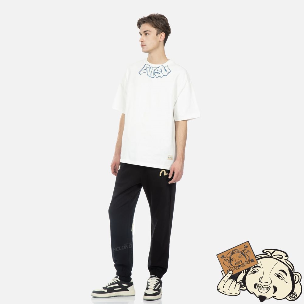 Men Evisu DARUMA AND SLOGAN DAICOCK PRINT T-SHIRT Blanche | 380NZOFUX