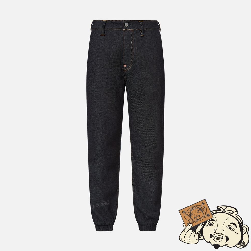 Men Evisu DARUMA BUDDIES DAICOCK PRINT DENIM JOGGER PANTS Indigo | 108JOWVEQ