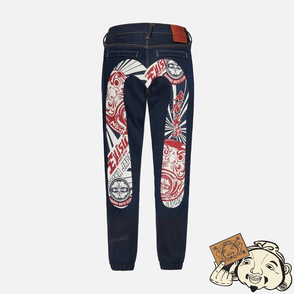 Men Evisu DARUMA DAICOCK DENIM JOGGER PANTS Indigo | 621HKDUWB