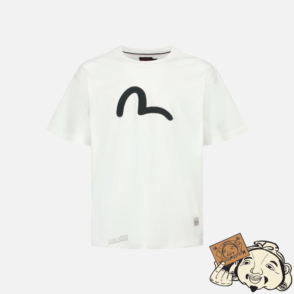 Men Evisu DARUMA FACE AND GRAFFITI PRINT T-SHIRT Blanche | 294QBNPYH