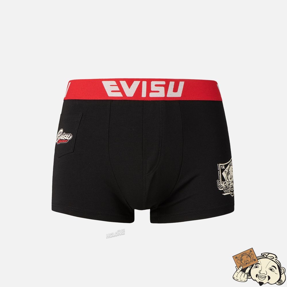 Men Evisu DARUMA-PATTERN LOGO PRINT TRUNKS Noir | 302YEMRUW