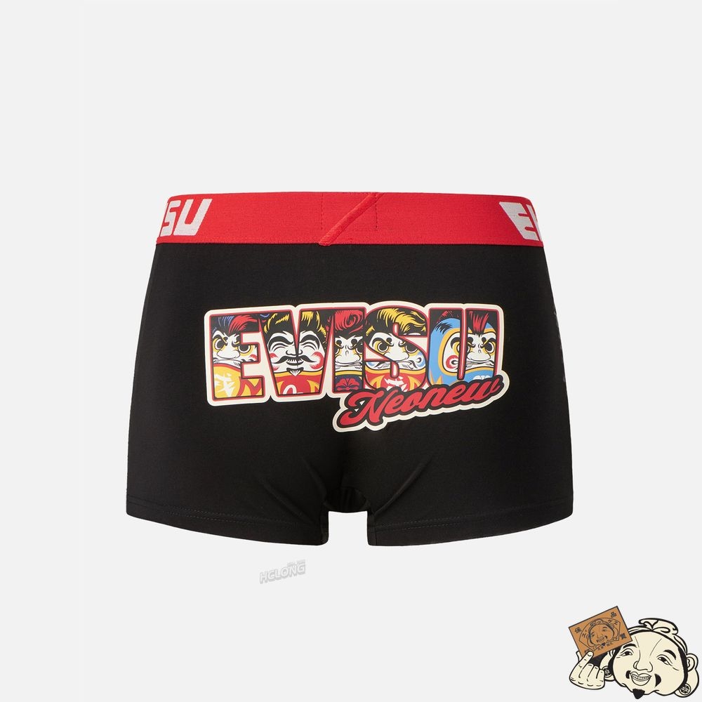 Men Evisu DARUMA-PATTERN LOGO PRINT TRUNKS Noir | 302YEMRUW