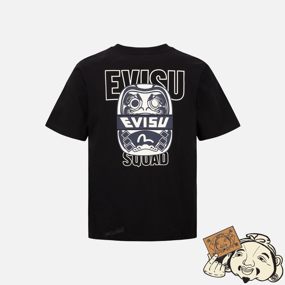 Men Evisu DARUMA STACKING DOLL PRINT T-SHIRT Noir | 609LIFHVZ